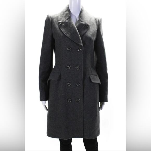 Burberry London Double Breasted buttons Collared Coat Gray Wool cashmere 6 - Picture 1 of 5